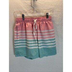Chubbies Pink and Teal Striped‎  5.5 Inch Classic Swim Trunks Small